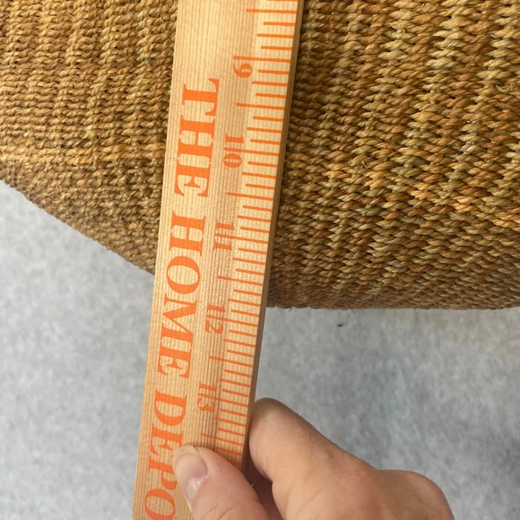 Vintage Handmade Woven Straw Tote Bag Leather Handles - Picture 7 of 9